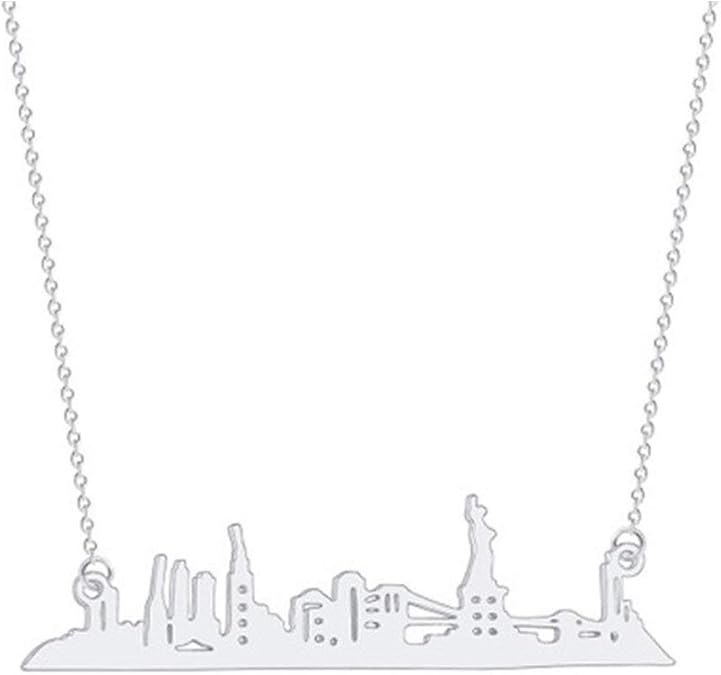 Art Attack New York City Necklace, Manhattan Skyline Cityscape NYC Pendant Silver