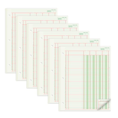 300 Sheets Columnar Analysis Pads 4 Column Accounting Paper, 8.5X11 Inch Ledger Paper for Bookkeeping, Accounting. 3 Hole Punch, Green6 Pack, 50 SheetsPack