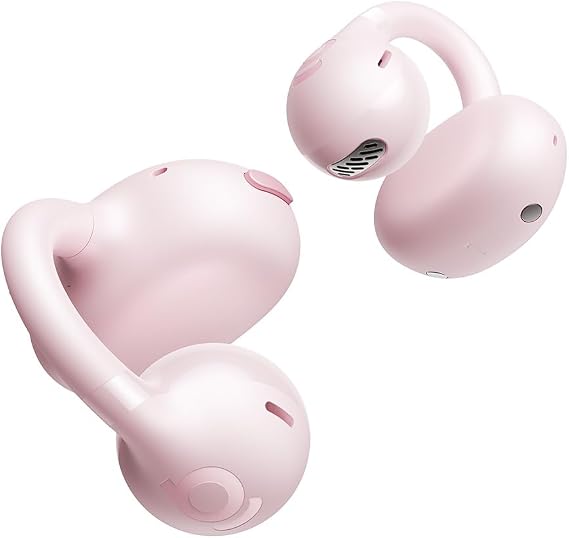 Baseus Bass BC1 Open Ear Earbuds Clip-On Headphones, Open-Ring Comfort with Tri-Curve Snug Clip, Powerful Sound with SuperBass, 4-Mic Clear Calls, IP55 Waterproof, 38H Playtime