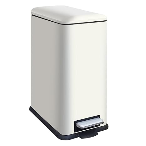 Kitchen Rubbish Bin Narrow Pedal Bin with Lid White Rubbish