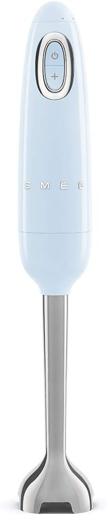 SMEG Handheld Immersion Blender 5 Speeds with Turbo Boost Stainless Steel Blades Nonslip Ergonomic Handle HBF11PBUS Pastel Blue