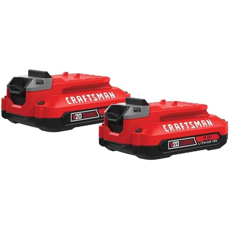 CRAFTSMAN V20 Lithium Ion Battery, 2.0-Amp Hour, 2 Pack CMCB202-2