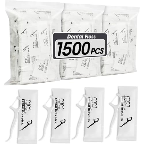 AZEN 1500 Count Dental Floss Bulk, Individually Wrapped Floss Picks, Toothpicks Flossers for Adults, Ideal Travel Flossers for Deep Cleaning