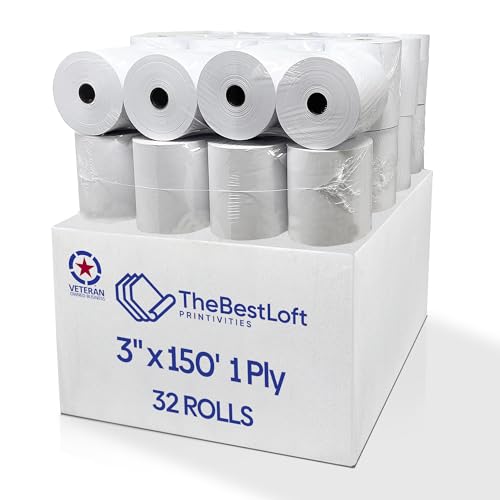 3 x 150 1 Ply Bond Paper Roll - 32 Pack, SP700 Printer Ribbon, Receipt Paper, Non Thermal Printer Paper, Cash Register, Kitchen Paper For Star SP700 SRP275 TMU200 MP500 NCR 2174 XR200 IMPACT & More