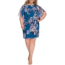 Jessica Howard Women's Floral Chiffon Mini Dress 3/4 Sleeve Boat Neck