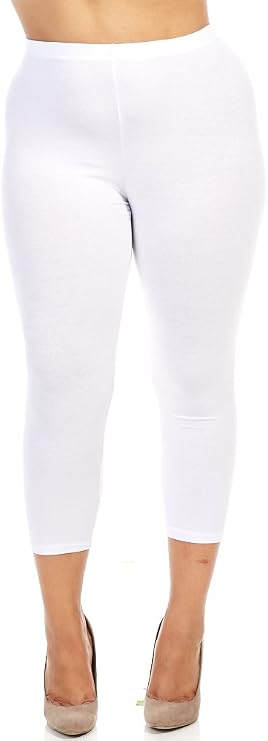 Bozzolo Womens Ladies Plus Size Capri Leggings (XL, White)