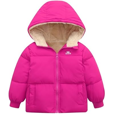 1-7 Years Baby Boys Girls Toddlers Winter Coats Hooded Puffer Jacket Down Snow Jacket Warm Fleece Coat Solid Outerwear