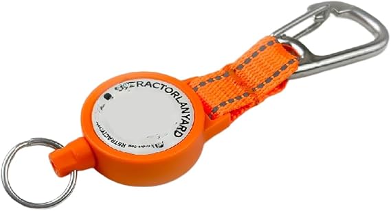 Retractable Diving Lanyard With 316 Stainless Steel Spring For Scuba Gear, Auto Reel Keychain With 80cm Extension, Lightweight Nylon And Shell For Snorkeling, Orange Color(Orange)