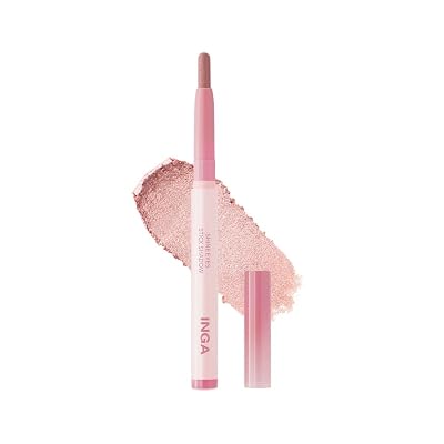 INGA Shine Eyes Stick Shadow - Creamy Shimmer Eyeshadow, Smudge-Proof, Easy-to-Blend, Long-Lasting Eye Makeup Stick with Precise Tip for Easy Application Pure Rosy