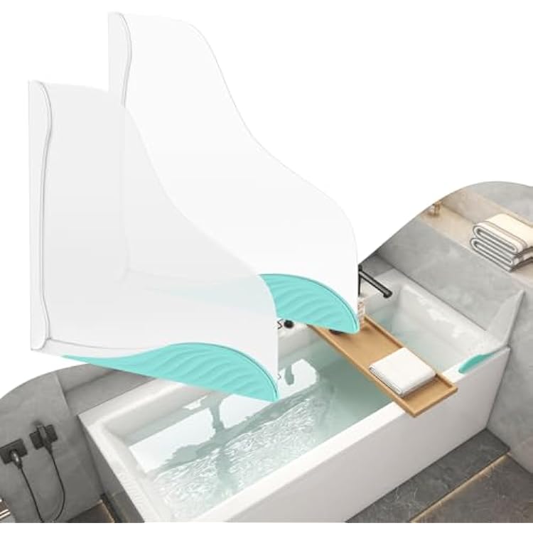 Shower Splash Guard, Splash Guard for Bathtub, Shower Water Guard with Adjustable Silicone Base, Large Water Barrier, Frosted Acrylic & Silicone Base, for Tub, Sinks, Washbasin 11in11in