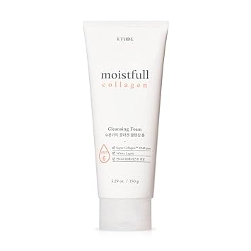 ETUDE Moistfull Collagen Cleansing Foam, Face Wash, Foam Cleanser, Super Collagen Water, Lupinus Albus Protein, Gentle Cleansing, Clinically Tested, Korean Skin Care, Beauty (5.29 Ounce)