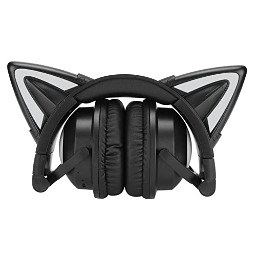 PUSOKEI Cat Gaming Headset, Stereo Sound Cat Ear Headphones with Microphone,Gaming Headset for Girls with Adjustable Headband