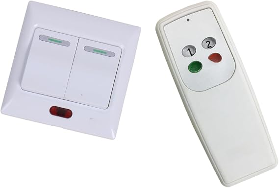 GLOBALHUT Infrared Motion Sensor Switch, AC220V 86x86mm Wall Plate, Silent PIR Detector for Corridor Lighting, Supports 1/2/3-Way Control with Remote (White)(2 Wey)