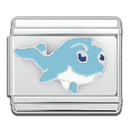 Fablinks Italian Bracelet Charms, 9mm Stainless Steel Charm Link for Women, Modular Jewelry Links Blue whale