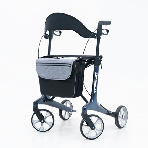Carbon Fiber Ultralight Rollator Walker for Seniors with Seat & Brakes, Foldable ,7-Level Height ,8" Wheels, 11.5lbs Lightweight Mobility Aid, 330lbs Heavy-Duty Capacity, Adjustable Height