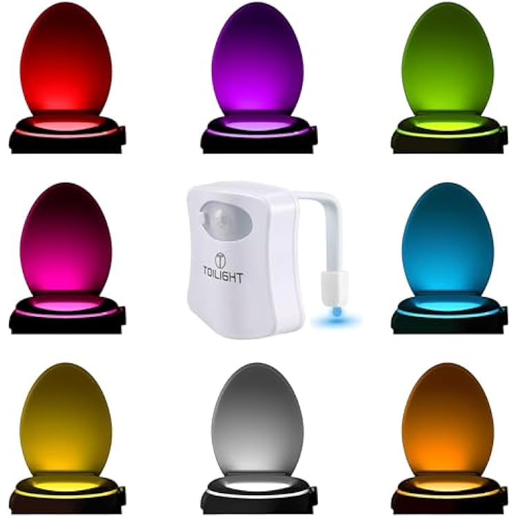 ToiLight The Original Toilet Bowl Night Light. Fun Useful Bathroom Motion Sensor Tech Gadget. Funny Novelty Birthday Gift Idea. Stocking Stuffer for Him Her Guys Men Mom Brother