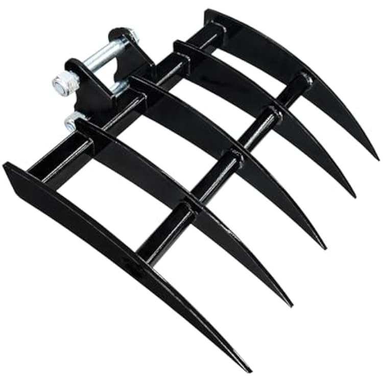 MMS Mini Excavator Rake Attachments, Wide Backhoe Rake Excavator Accessories, Suitable for 0.8-1.8 Tons Small Excavators Attachment, Use for Land Clearing, Debris Removing, Soil Spreading