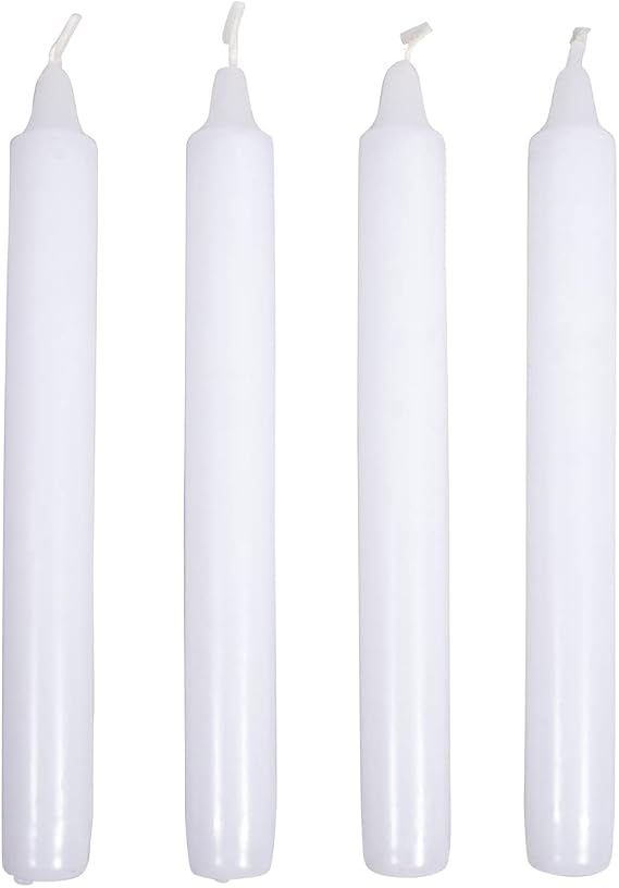 Rayher Taper Candle White with Bell Tip Length 19 cm 2.1 cm Diameter Box of 4 Candle Blank Candles for Decorating and Crafts 31641102