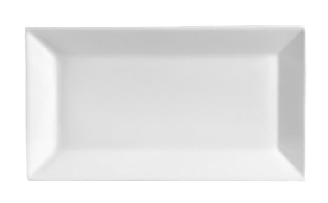 Yanco ML-212 Rectangular Plate, 12" Length x 8" Width, Porcelain, Super White, Pack of 12