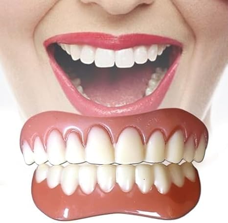 2 Pairs Silicone Denture Denture Teeth Instant Denture Silicone Denture Detachable Denture Adjustable Denture Teeth Denture Beauty Dental Repair Kit for Women Men Temporary Denture Upper + Lower Teeth Set Temporary Repair Easy to Put On Smile Confidence Natural Comfortable Easy to Clean Reusable red