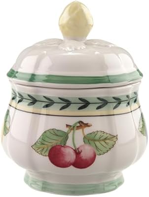 Villeroy & Boch French Garden Fleurence Covered Sugar, 6.75 oz, Premium Porcelain, WhiteMulticolored