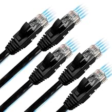 Cat 6 Ethernet Cables (5-Pack), 3ft, Snagless, RJ45, Black