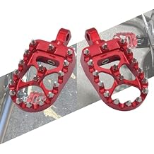 CNC MX Style Wide Foot Pegs with 360 Roating Compatible with Harley Dyna Softail Fatboy Sportster Iron 883 Chopper Bobber Models Red
