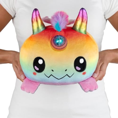 TeeTurtle - Original Reversible Big Dragon Plushie - Rainbow Dragoncorn  Gray - Huggable and Soft Sensory Fidget Toy Stuffed Animals That Show Your Mood