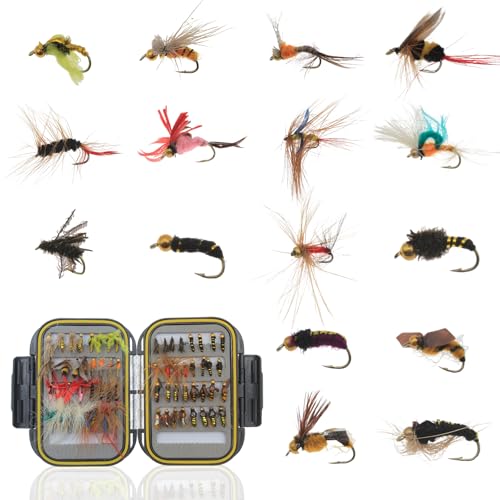 Fly Fishing Kit with Tackle DryWet Fly Handcrafted Lures, Streamer for Trout, Bass, Salmon