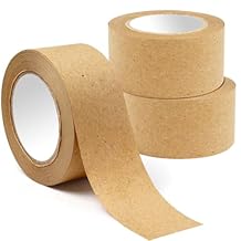 3 Pack Brown Paper Tape,Water Activated Tape Kraft Tape Cardboard Tape for Packaging, Shipping (36 mm x 89 yd)