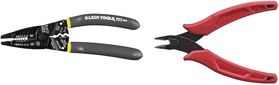 Klein Tools 1009 Multi Tool & D275-5 5" Flush Cutter Pliers Bundle - Wire Stripper, Crimper, Cutter & Diagonal Cutting Pliers