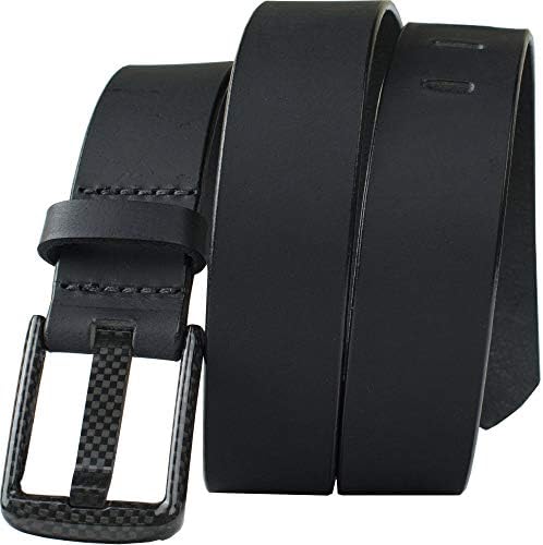 Carbon Fiber Wide Pin Full Grain Leather Belt | Non-Metal, USA Made, TSA Friendly, Certified Nickel Free Buckle