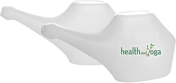 SoulGenie HealthAndYogaTM QwikFlo Light-Weight Neti Pot Sinus Rinse Kit- Compact Neti Pot for Kids and Adults - Travel Friendly Nose Wash Netty Pot - White (Pack of 2)
