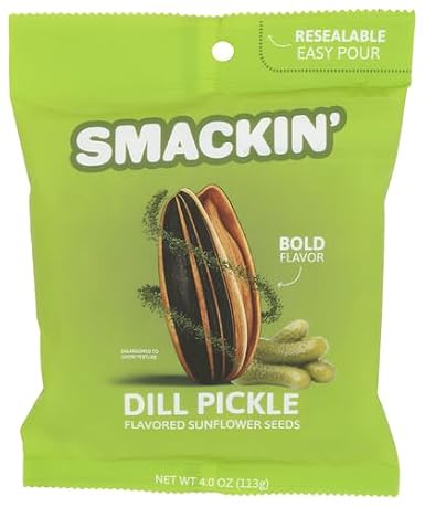 Smackin Snacks Sunflower Seeds Dill Pickle 4 oz (Pack of 12)