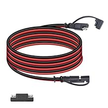 BFXM 16AWG 12FT Battery Charger Cable, SAE to SAE Terminal Quick Disconnect Harness, 2 Pin Connectors Extension Cables Cord for Car, Motorcycle, Solar Panel