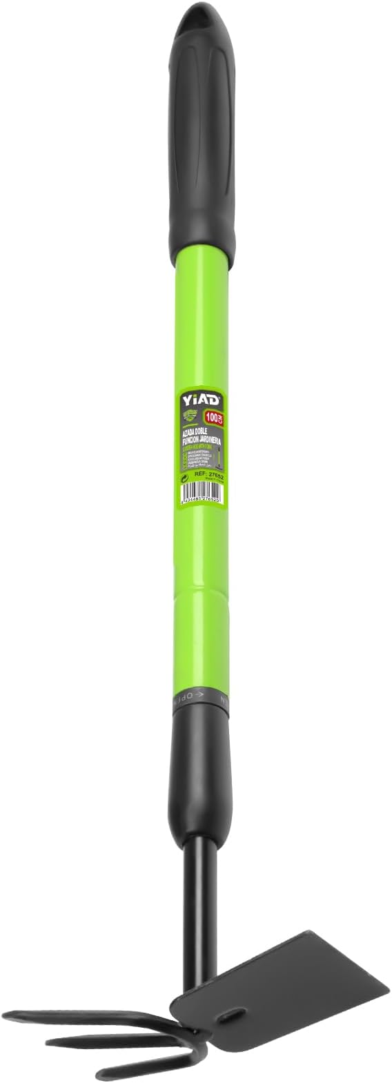 YIAD 2-in-1 Garden Hoe Tool with Extendable 27-39 Inch Long Handle | Telescoping Digging Hoe and 3-Tine Cultivator, Stainless Metal Hand Weeder for Raised Beds, Flower Boxes, Seniors