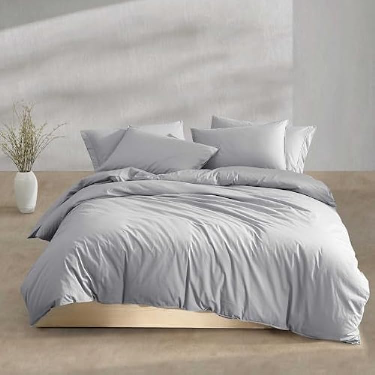 Calvin Klein - Queen Duvet Cover Set, Modern Cotton Washed Percale Bedding with Matching Shams, Cozy Home Decor, Oeko-Tex Certified Washed Percale Steel Blue, Queen