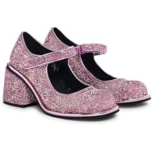 Dolls Kill Desire Me Rhinestone Mary Janes by Sugar Thrillz Pumps with Sparkling Rhinestones, Block Heels, and Hook-and-Loop Closure, Perfect for Parties and Nights Out