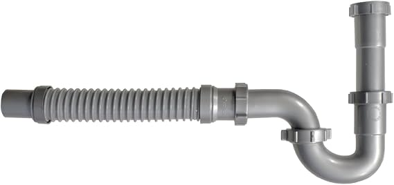 Snappy Trap Universal Flexible P Trap Bathroom Sink Drain Pipe Plumbing Kit for Home Improvement, No Leaks, Easy No Tool Installation, 9-13 Inch Flex Hose & 16 Inch Product Length DK-105 Silver