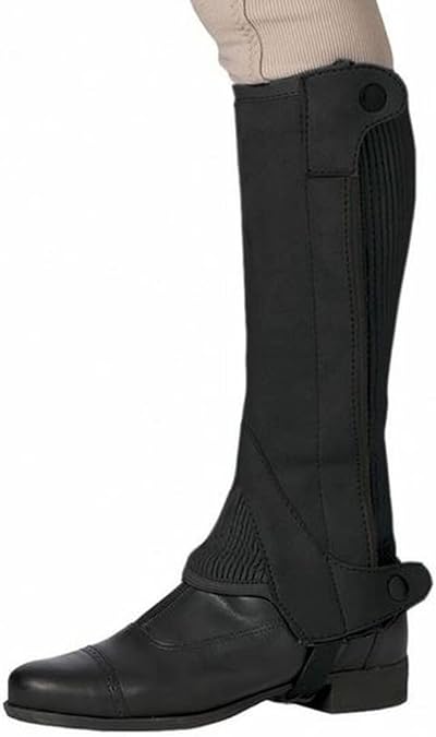 Ovation Women's Elite Amara Ribbed Half Chaps - Equestrian Horse Riding Protective Legwear with Contoured Stretch Panels