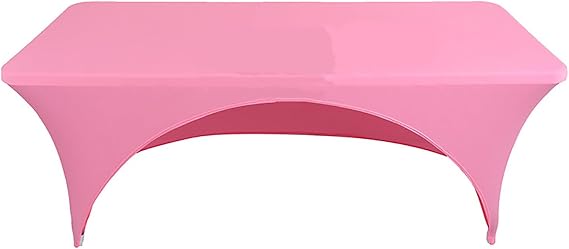 Pink Rectangular Fitted Table Cover 6Ft -Stretch Training Tablecloth Massage Lash Bed Covers Open Back Spandex Table Cloth for Party, Classroom, DJ, Banquets, Events, Trade Show PTC21E