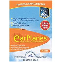 Original Children's EarPlanes by Cirrus Healthcare Ear Plugs Airplane Travel Ear Protection 3 Pair BONUS VALUE PACK