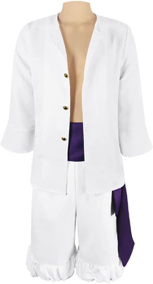 CosplayDiy Men's Luffy Cosplay Costume Anime Gear 5 Luffy White Sun God Nika Uniform Suit