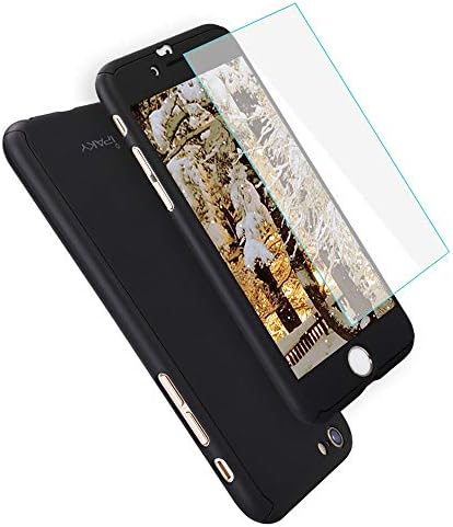 AnsTOP iPhone 6S Case, Ipaky iPhone 6 Case, 360 Full Body Case with 2 Pcs Tempered Glass Screen Protector Hard Slim Cover Case Thin Exact-Fit Shockproof Case Cover for iPhone 6S6 4.7 inch - Black