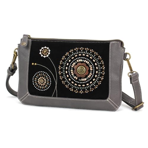 CHALA Dazzled Zip Pouch Crossbody Womens RFID Protected Faux Leather Purse with Adjustable Strap