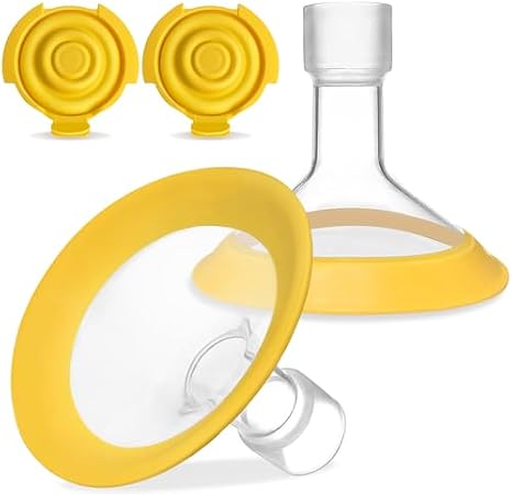 PumpMom-us 17mm Oval Shields and Membranes Compatible with Medela Pump Parts, Replacement Pump Accessories for PersonalFit Flex connectors