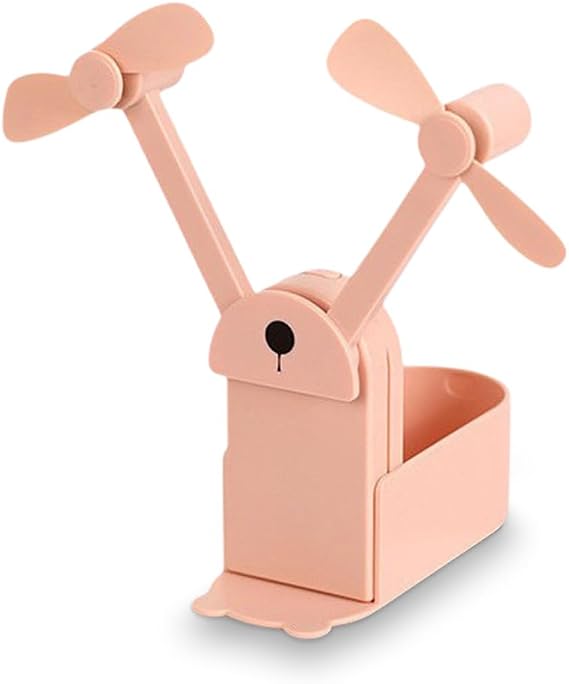 Small Fan Portable Desktop Handheld Quiet USB Dual 2 Speeds Fans in Box Package for Office Airplane Long Travel, Pink 3000 mA [Energy Class A]
