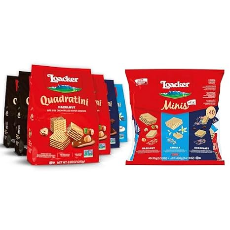 Loacker Quadratini & Minis Variety Pack Bundle, 30% Less Sugar, Non-GMO