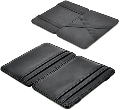 Slim Pocket Wallet with Magic Money Clip & Card Holders, Genuine Leather