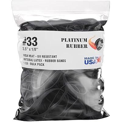 Black High Heat UV Resistant #33 Platinum Rubber Crepe Band Made in USA 3 12 x 18 Large Premium FishingAngler Rubberbands Black Rubber 1 LB
